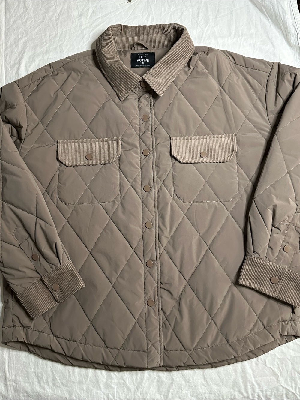 SET Active Quilted Corduroy Trim Shirt Jacket Size L